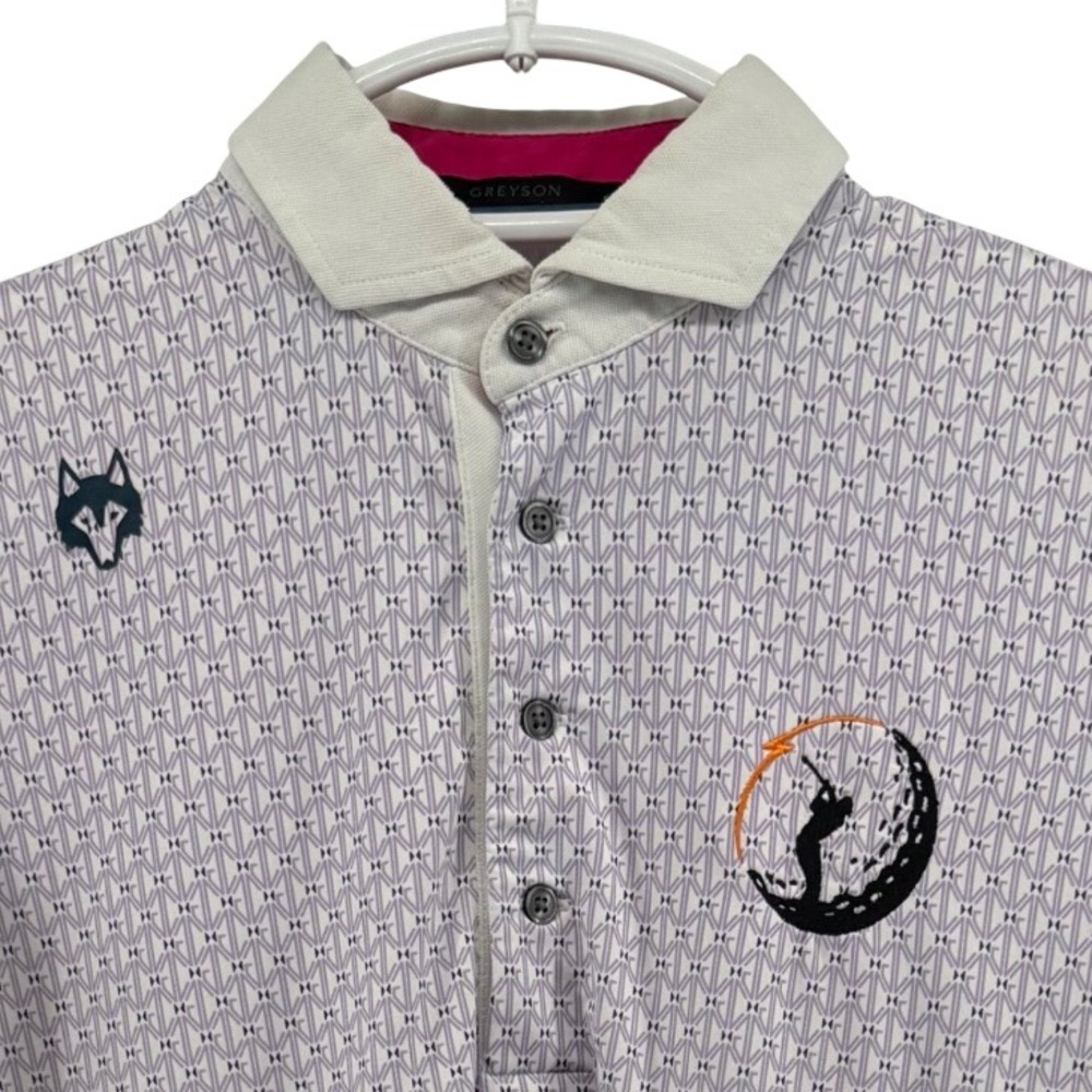 Greyson Clothiers Mens Lavender Geometric Wolf Print Golf Polo Shirt Small S